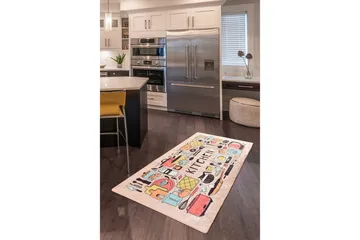 Hall Matte Happy Lunsj (80 x 200) - Flerfarget/Fløyel - Tekstiler & tepper - Teppe & matte - Utendørs tepper - D ørmatte og entrématte