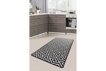 Hall Matte Svart Hvit (80 x 200) - Flerfarget/Fløyel - Tekstiler & tepper - Teppe & matte - Utendørs tepper - Dørmatte og entrématte