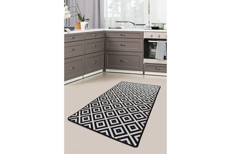 Hall Matte Svart Hvit (80 x 200), Flerfarget/Fløyel