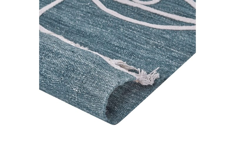 Flatvevd Yavu - Blå, Hvit, 140x200 cm - Tekstiler & tepper - Teppe & matte - Utendørs tepper