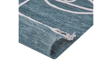 Flatvevd Yavu - Blå, Hvit, 140x200 cm - Tekstiler & tepper - Teppe & matte - Utendørs tepper