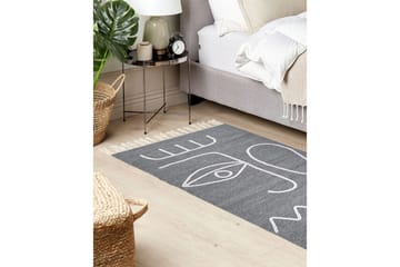 Flatvevd Yavu - Grå, hvit, 80x150 cm - Tekstiler & tepper - Teppe & matte - Utendørs tepper