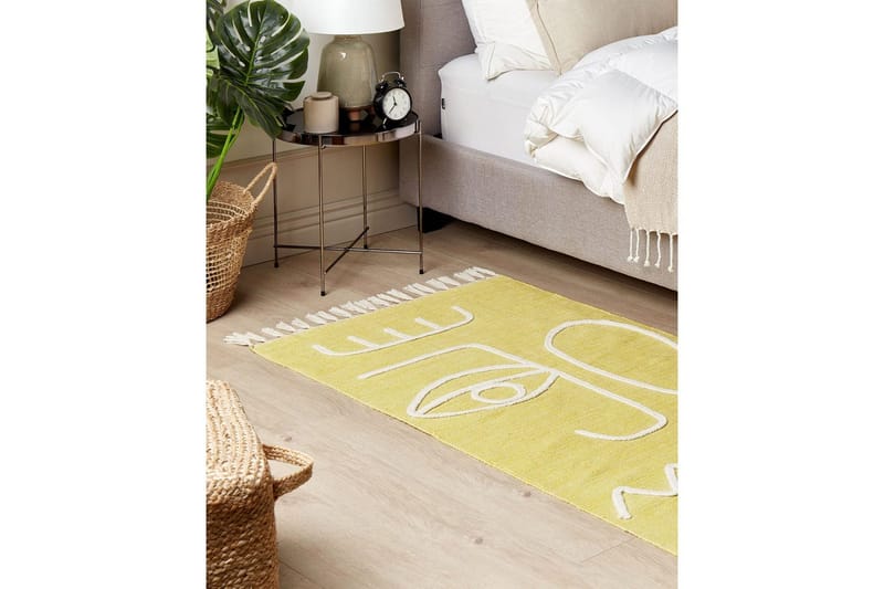 Flatvevd Yavu - Gul, 80x150 cm - Tekstiler & tepper - Teppe & matte - Utendørs tepper