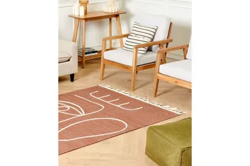 Flatvevd Yavu - Rød, Hvit, 140x200 cm - Tekstiler & tepper - Teppe & matte - Utendørs tepper