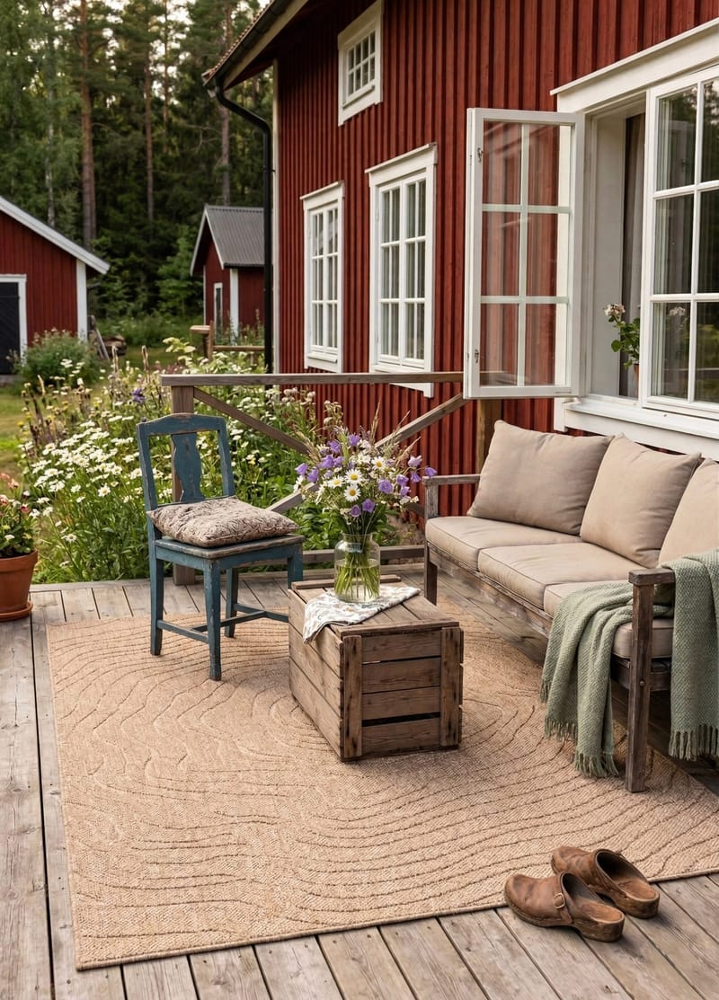 Maskinvevd teppe KM Home Capri Modern 160x230 cm Jute - Jute - Tekstiler & tepper - Teppe & matte - Utendørs tepper