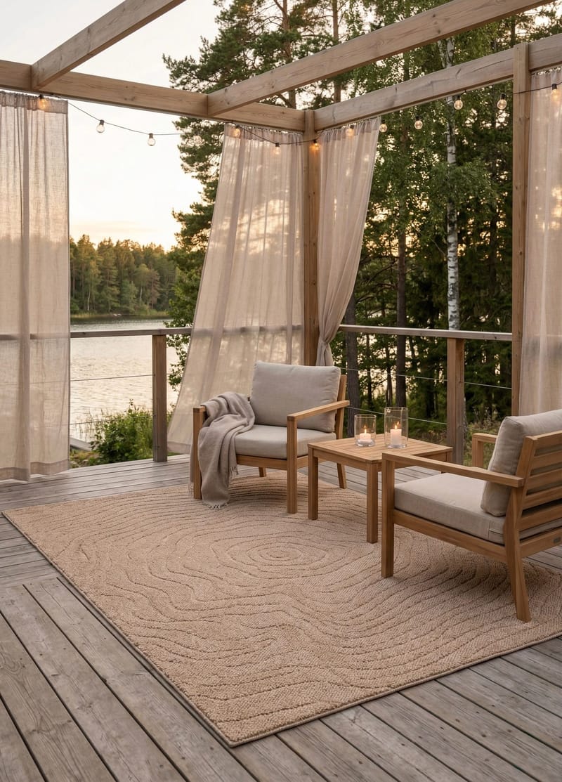 Maskinvevd teppe KM Home Capri Modern 160x230 cm Jute - Jute - Tekstiler & tepper - Teppe & matte - Utendørs tepper