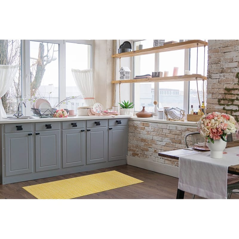 Plastteppe Hilma Link - 150x220 cm, Gul - Tekstiler & tepper - Teppe & matte - Utendørs tepper - Plasttepper