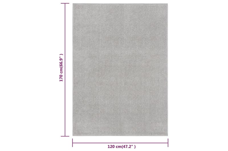 Teppe med kort luv 120x170 cm lysegrå - Grå - Plastmatte balkong - Plasttepper