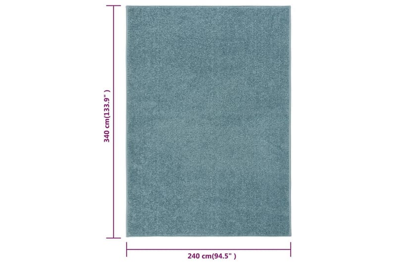 Teppe med kort luv 240x340 cm blå - Blå - Plastmatte balkong - Plasttepper