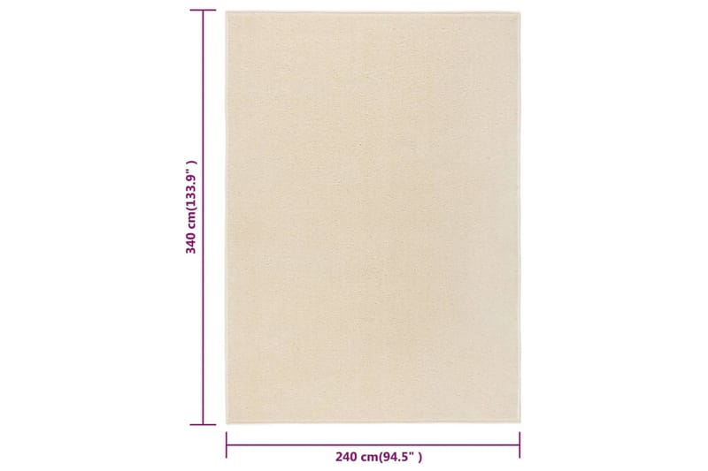 Teppe med kort luv 240x340 cm kremhvit - Krem - Plastmatte balkong - Plasttepper