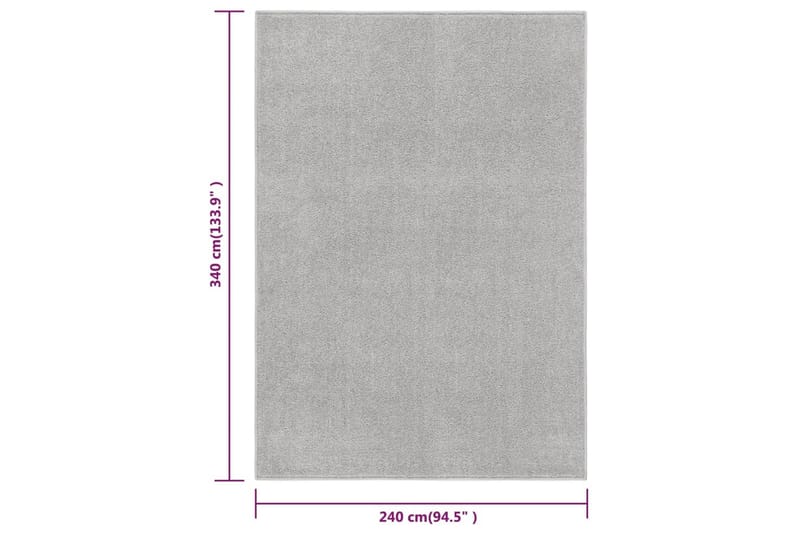 Teppe med kort luv 240x340 cm lysegrå - Grå - Plastmatte balkong - Plasttepper