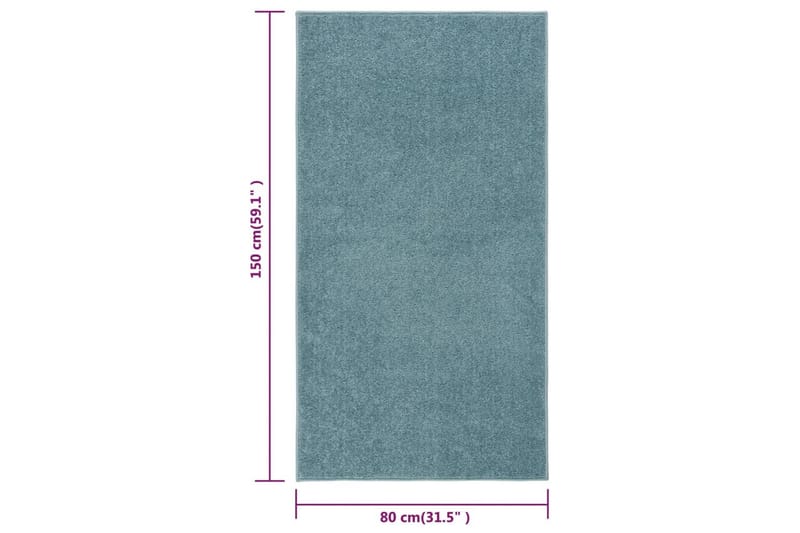 Teppe med kort luv 80x150 cm blå - Blå - Plastmatte balkong - Plasttepper