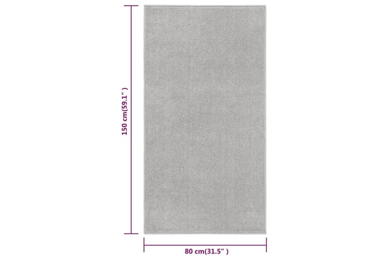 Teppe med kort luv 80x150 cm lysegrå - Grå - Plastmatte balkong - Plasttepper