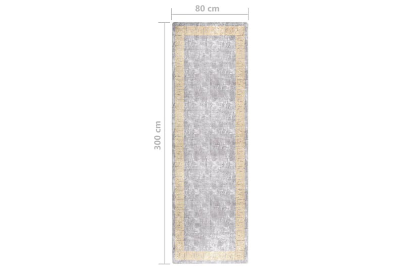 Vaskbart teppe 80x300 cm grå sklisikker - Grå - Plastmatte balkong - Plasttepper
