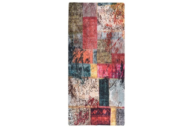 Vaskbart teppe med lappemønster 80x300 cm sklisikker - Flerfarget - Plastmatte balkong - Plasttepper
