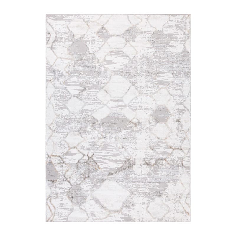 Teppe Vanor 133x190 cm, Sølv/hvit