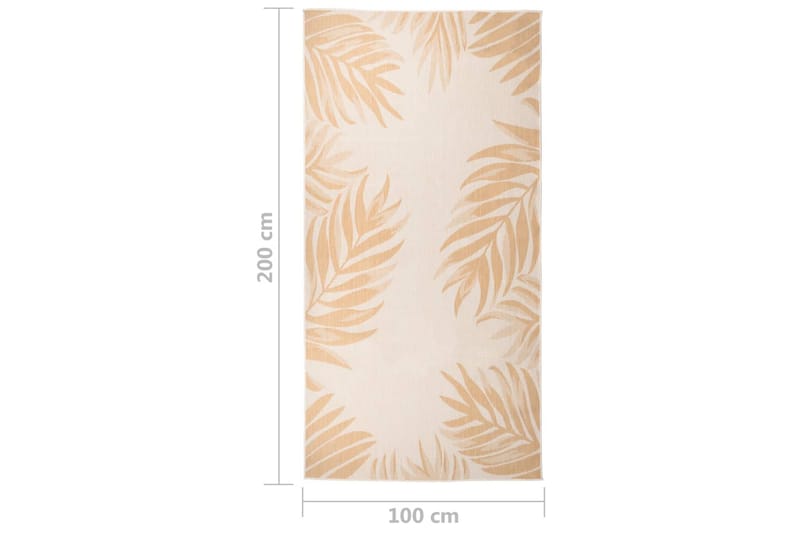Utendørs flatvevd teppe 100x200 cm bladmønster - Gul - Utendørs tepper - Balkongmatte & terassmatte