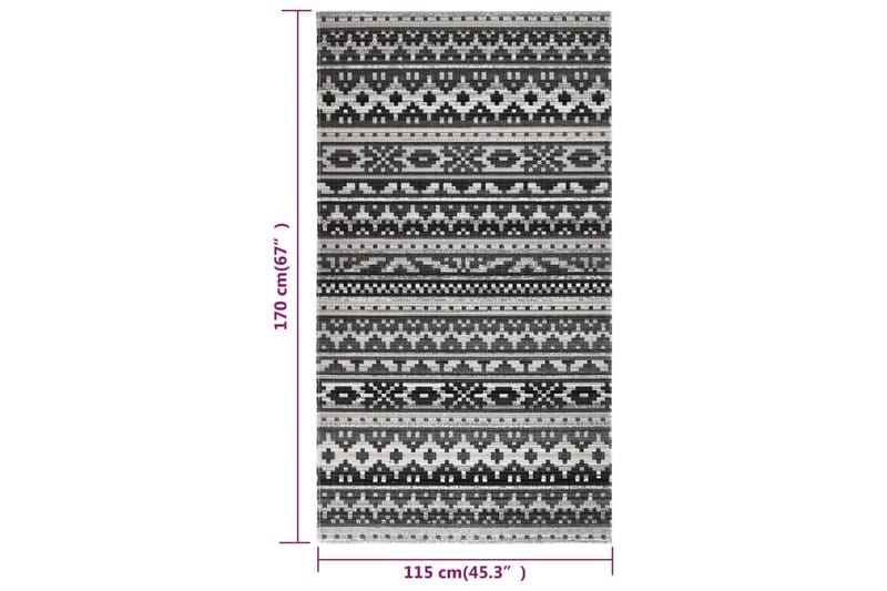 Utendørs flatvevd teppe 115x170 cm mørkegrå - Grå - Utendørs tepper - Balkongmatte & terassmatte
