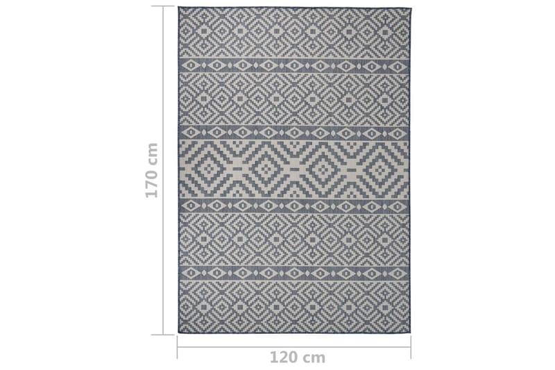 Utendørs flatvevd teppe 120x170 cm blå striper - Blå - Utendørs tepper - Balkongmatte & terassmatte