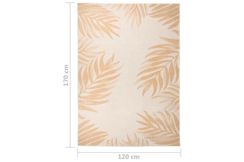 Utendørs flatvevd teppe 120x170 cm bladmønster - Gul - Utendørs tepper - Balkongmatte & terassmatte