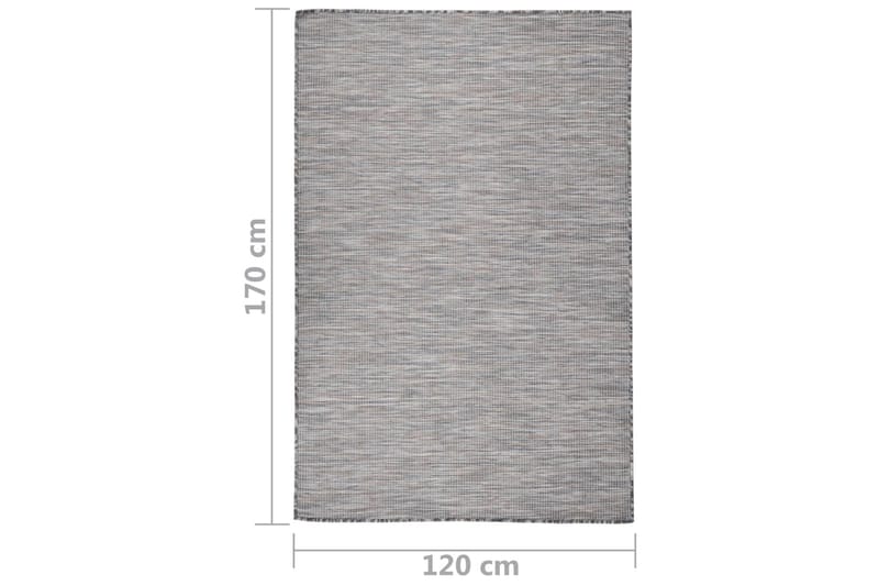 Utendørs flatvevd teppe 120x170 cm brun og svart - Svart - Utendørs tepper - Balkongmatte & terassmatte