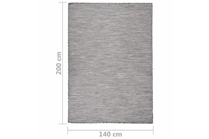 Utendørs flatvevd teppe 140x200 cm brun og svart - Svart - Utendørs tepper - Balkongmatte & terassmatte