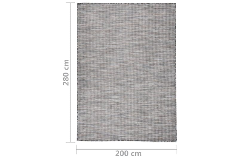 Utendørs flatvevd teppe 200x280 cm brun og svart - Svart - Balkongmatte & terassmatte - Utendørs tepper