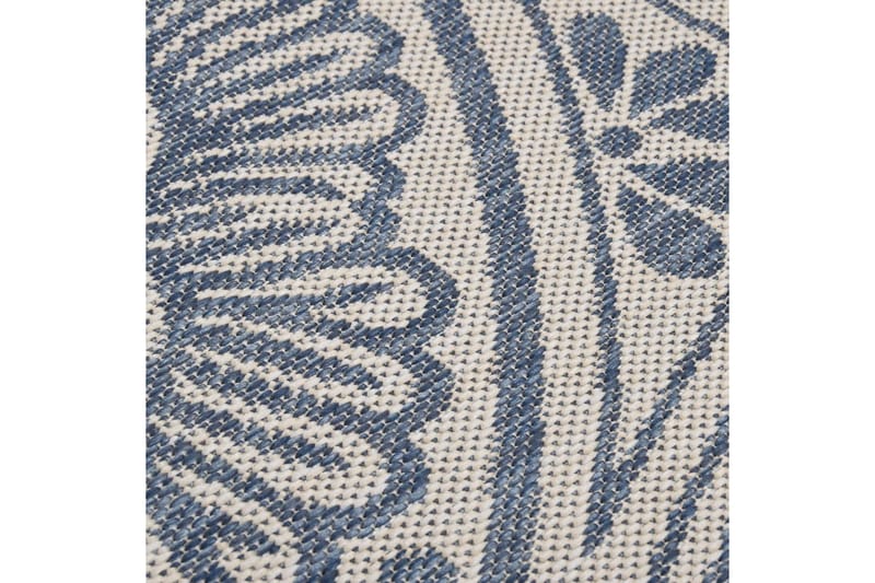 Utendørs flatvevd teppe 80x150 cm blå mønster - Blå - Utendørs tepper - Balkongmatte & terassmatte