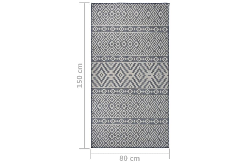 Utendørs flatvevd teppe 80x150 cm blå striper - Blå - Utendørs tepper - Balkongmatte & terassmatte