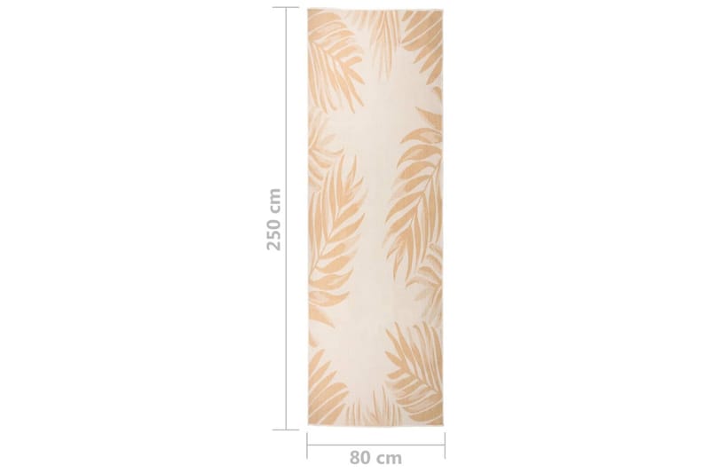 Utendørs flatvevd teppe 80x250 cm bladmønster - Gul - Utendørs tepper - Balkongmatte & terassmatte