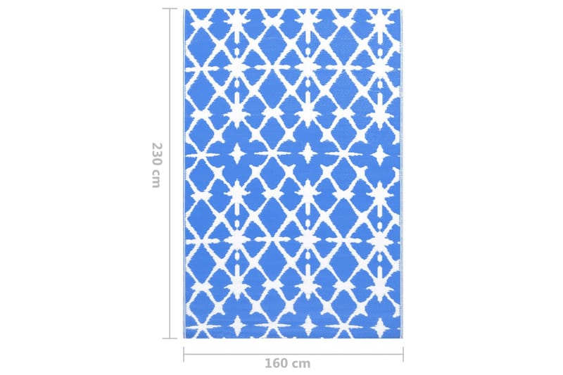 Uteteppe blå og hvit 160x230 cm PP - Utendørs tepper - Balkongmatte & terassmatte