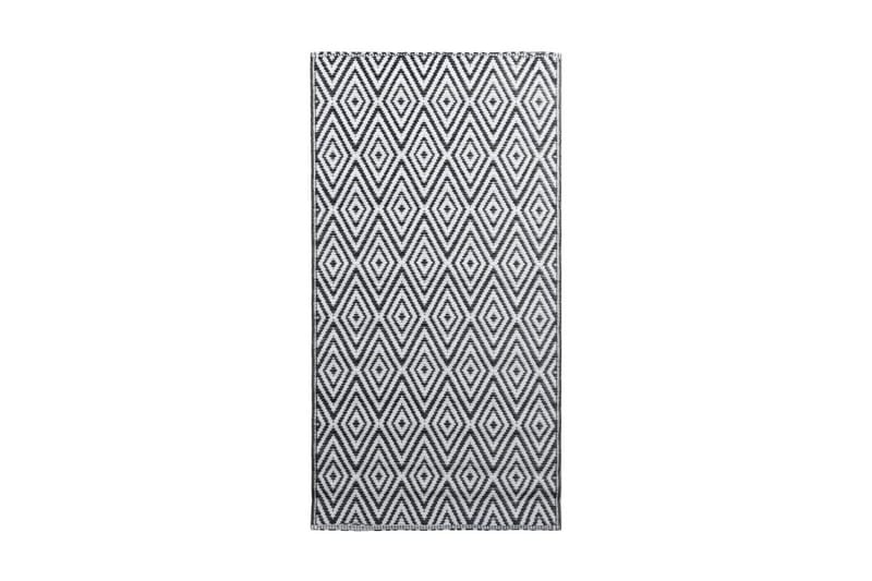 Uteteppe hvit og svart 160x230 cm PP - Utendørs tepper - Balkongmatte & terassmatte