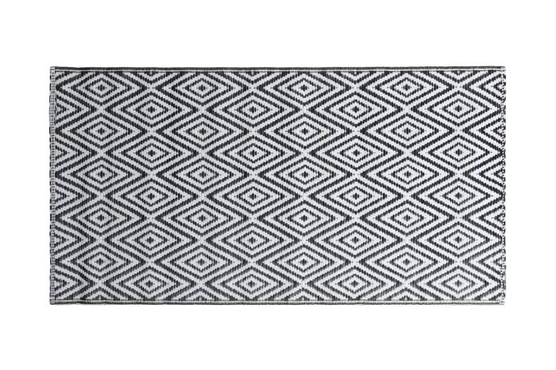 Uteteppe hvit og svart 160x230 cm PP - Utendørs tepper - Balkongmatte & terassmatte