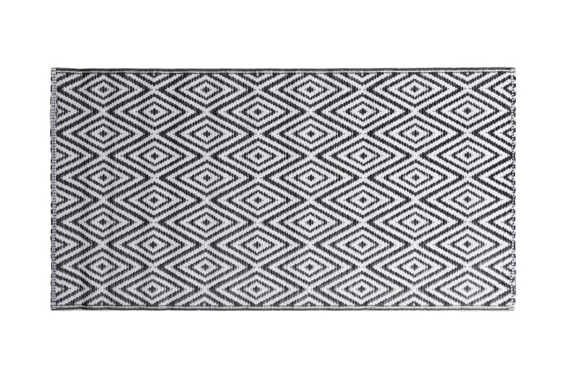 Uteteppe hvit og svart 190x290 cm PP - Utendørs tepper - Balkongmatte & terassmatte