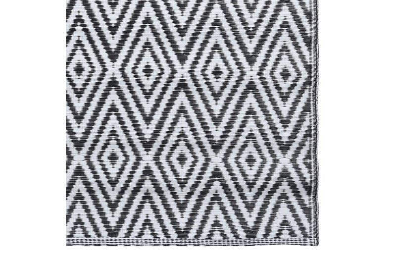 Uteteppe hvit og svart 190x290 cm PP - Utendørs tepper - Balkongmatte & terassmatte
