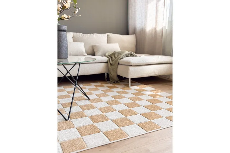 Wiltonteppe Hawaii Chess 200x200 cm, Gul - 200x200 cm, Gul - Tekstiler & tepper - Teppe & matte - Utendørs tepper