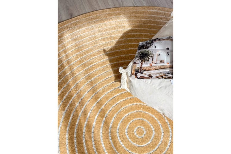 Wiltonteppe Hawaii Circle 200x200 cm, Gul - 200x200 cm, Gul - Tekstiler & tepper - Teppe & matte - Utendørs tepper