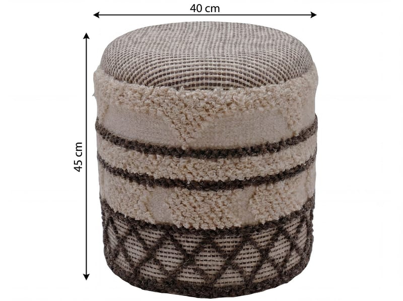Volen rund sittepuff med oppbevaring i ullstoff - beige - Tekstiler & tepper - Tepper & pledd