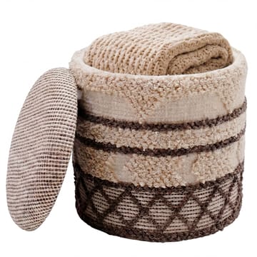 Volen rund sittepuff med oppbevaring i ullstoff - beige - Tekstiler & tepper - Tepper & pledd