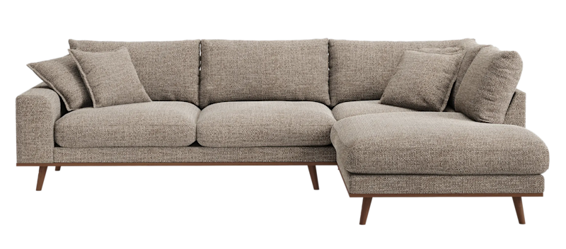 Copenhagen Premium 4-personers Højrevendt L-formet Dyb Chaiselongsofa i Chenille, Brun