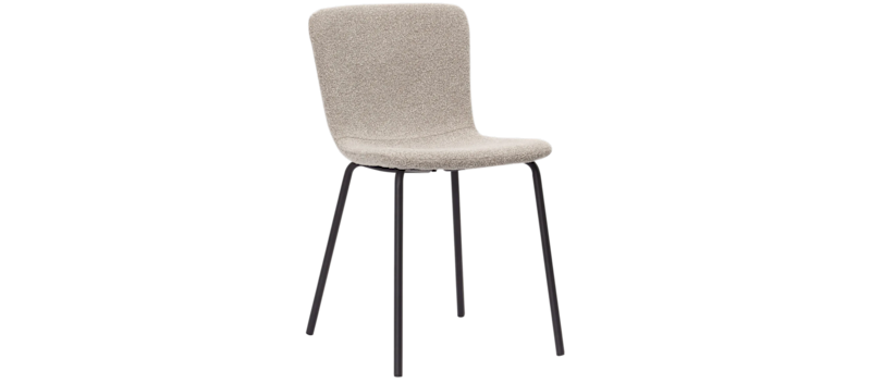 Katy Spisestol, Greige bouclé / Metallben svart