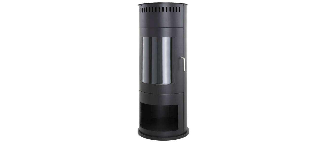 Corbo Frittstående Rund Etanolpeis 112x45x45 cm i glass og rustfritt stål, Svart