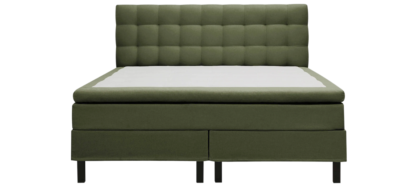 Hilton Komplett Sengpakke 180x200 cm Kontinentalseng med rutet sengegavl, Grön