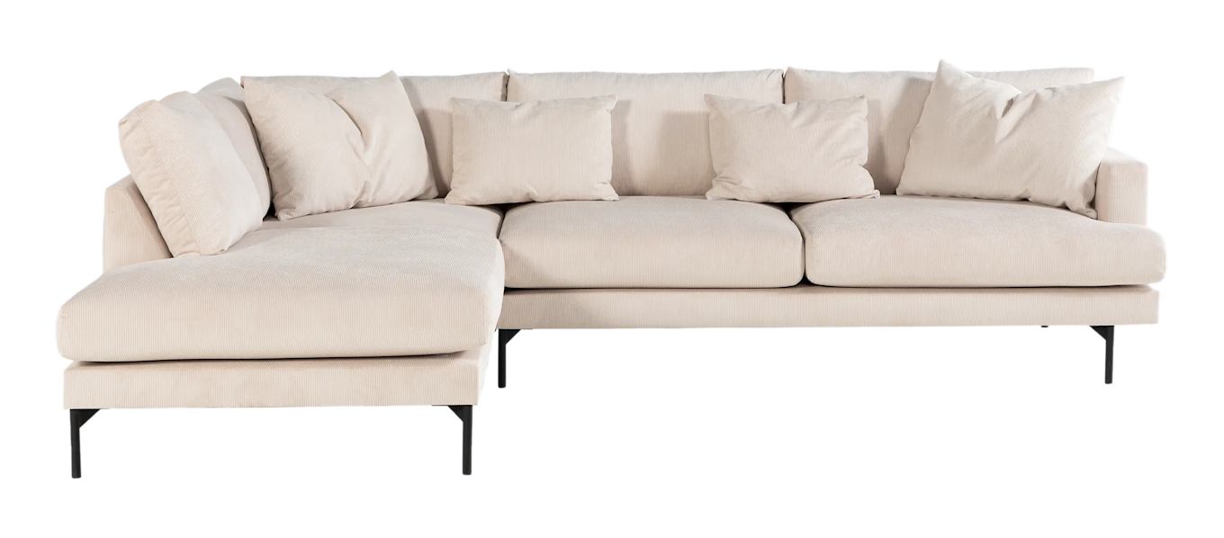 Menard 4-seters Venstrevendt Dyp L-formet Sjeselongsofa i Manchester, Beige