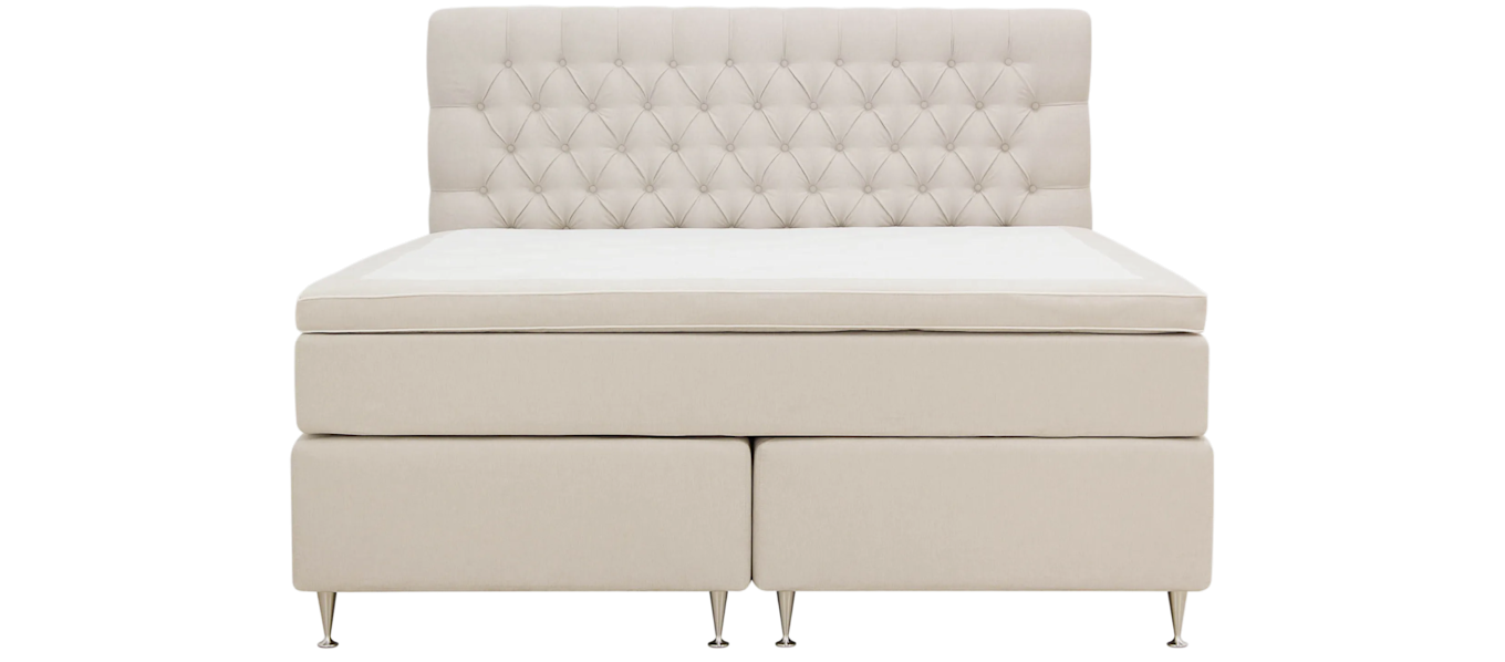 Hilton Lyx Komplett Sengpakke 180x200 cm Kontinentalseng med knappet sengegavl, Lys Beige