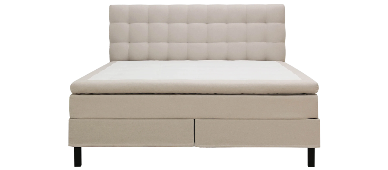 Hilton Komplett Sengpakke 160x200 cm Kontinentalseng med rutet sengegavl, Beige