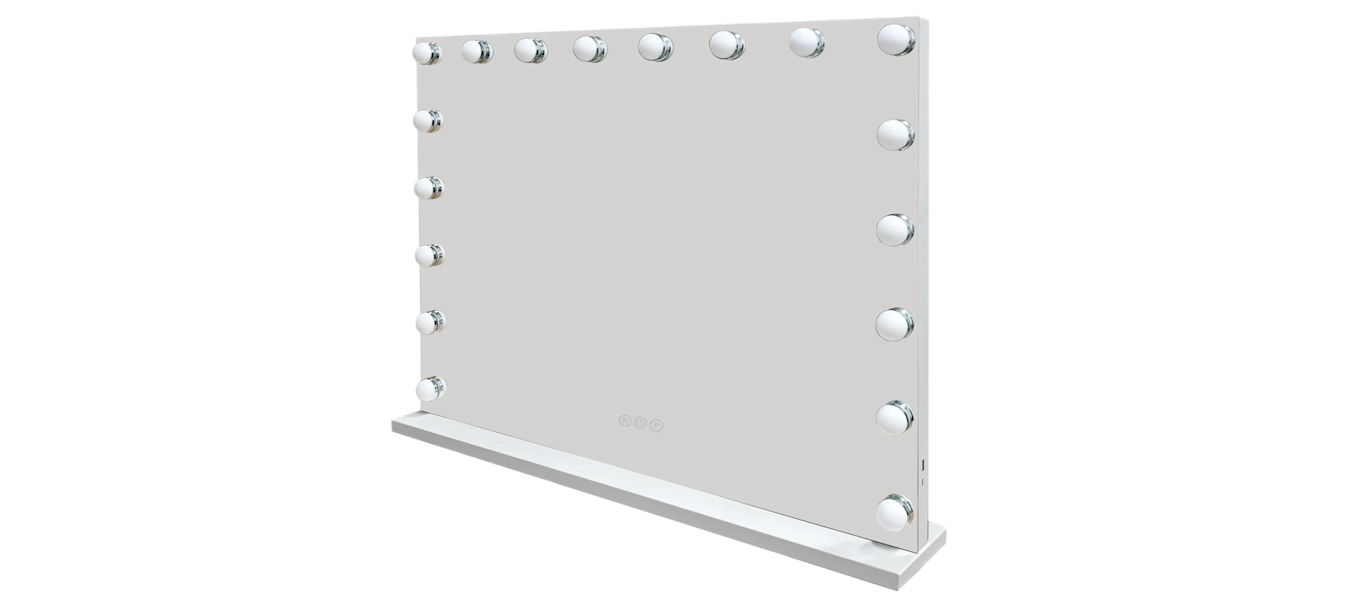 Glow Stor Sminkespeil 80 cm med belysning lamper - Hollywood speil med USB-lading, Hvit