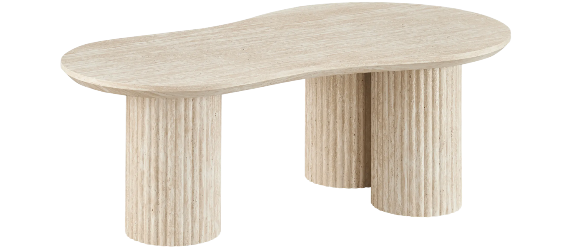 Asymmetrisk Sofabord Uppveda Travertin Utseende 130x70 cm, Beige