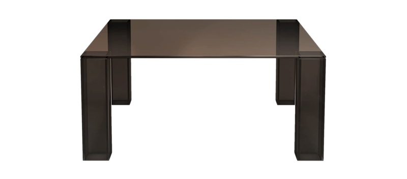 Tetsuya Kvadratisk Salongbord 90x90x30 cm i glass, Brun