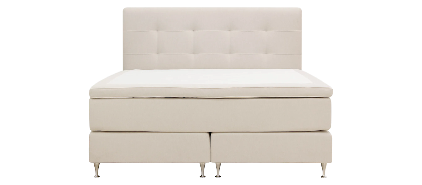 Hilton Premium Komplett Sengpakke 180x200 cm Kontinentalseng med Sengegavl, Beige Stoff